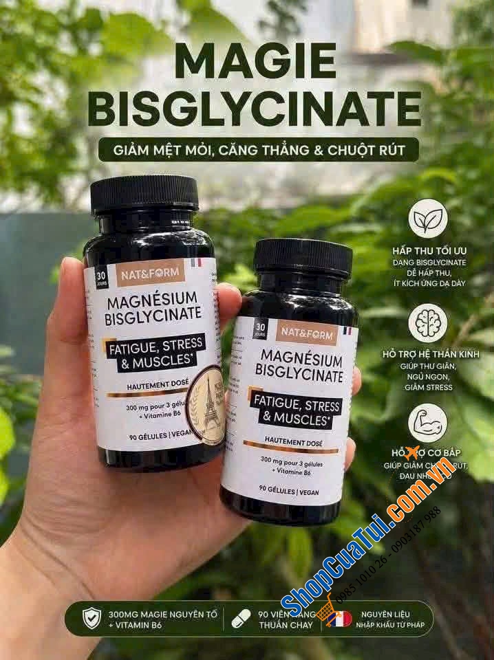 Viên Magie bisglycinate của Nat&Form hấp thụ đỉnh cao! Hàng Pháp.