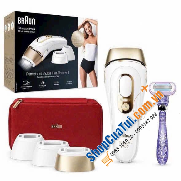 Máy triệt lông BRAUN Silk-expert Pro 5 PL5268 3 đầu triệt lông - Made in UK xịn xò, top 1 dòng máy hiệu quả nhất thị trường.