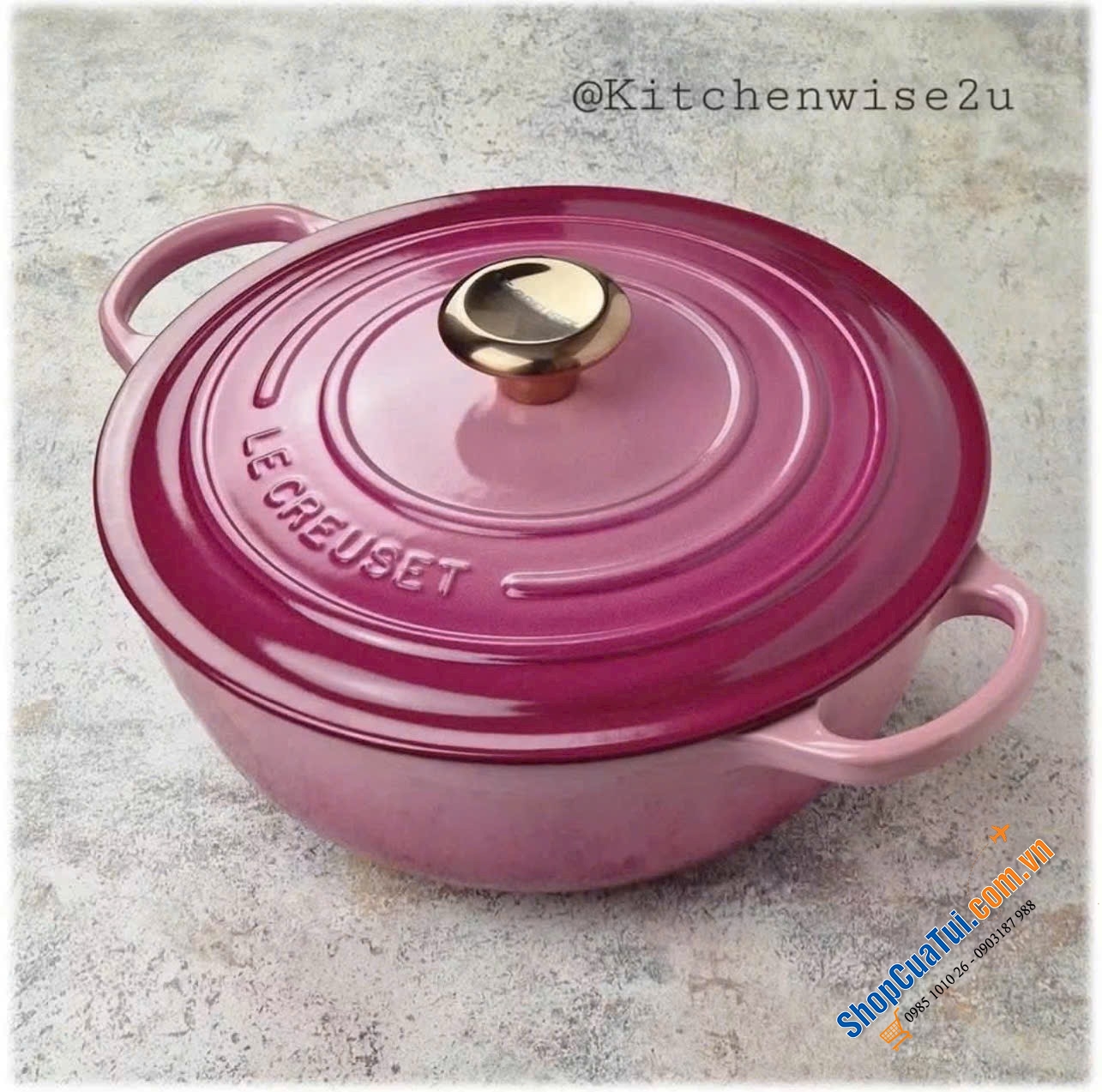 Nồi gang Le Creuset Rice Pot 20cm màu hồng Berry.