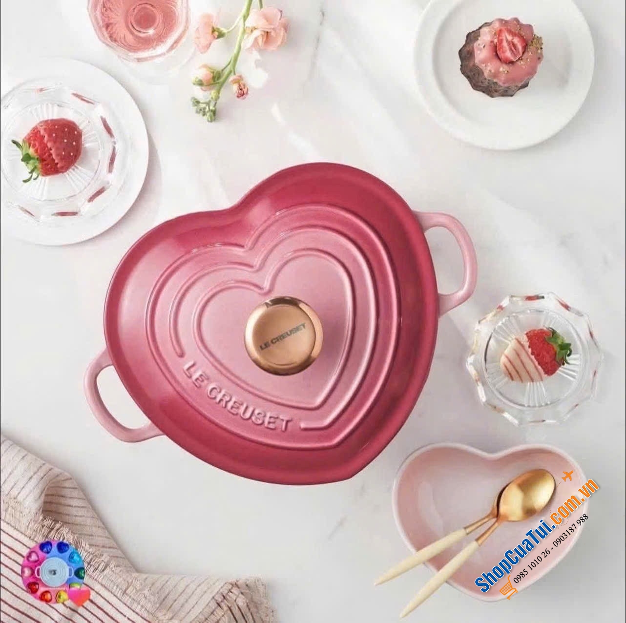 Nồi gang Le Creuset Rice Pot 20cm màu hồng Berry.