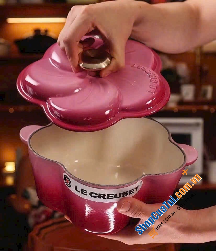 Nồi gang Le Creuset Rice Pot 20cm màu hồng Berry.