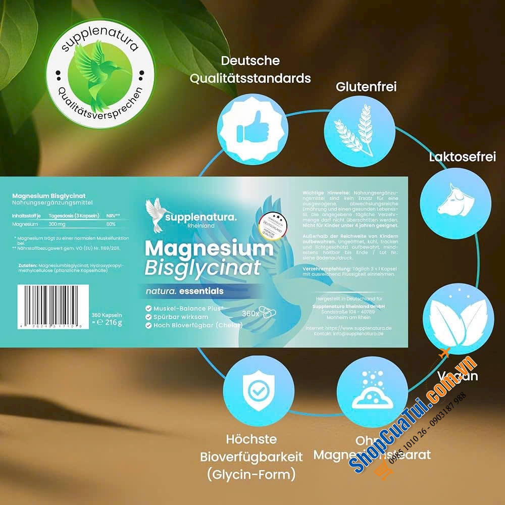 VIÊN UỐNG MAGNESIUM BISGLYCINAT THUẦN CHAY  tốt cho cơ bắp, hệ thần kinh & giảm mệt mỏi - Sp vượt trội so với các dòng Magie thông thường.