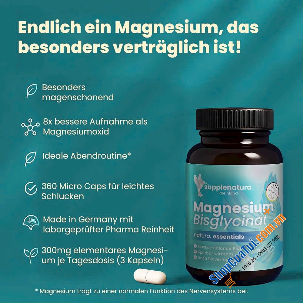 VIÊN UỐNG MAGNESIUM BISGLYCINAT THUẦN CHAY  tốt cho cơ bắp, hệ thần kinh & giảm mệt mỏi - Sp vượt trội so với các dòng Magie thông thường.