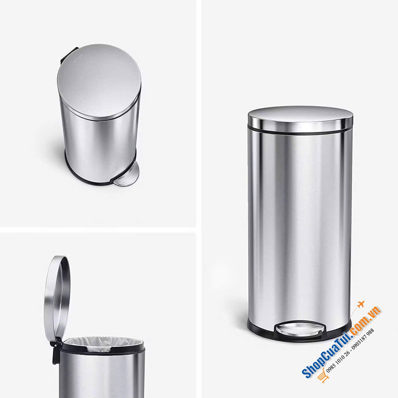 Thùng rác trụ tròn cao cấp 30L SimpleHuman.