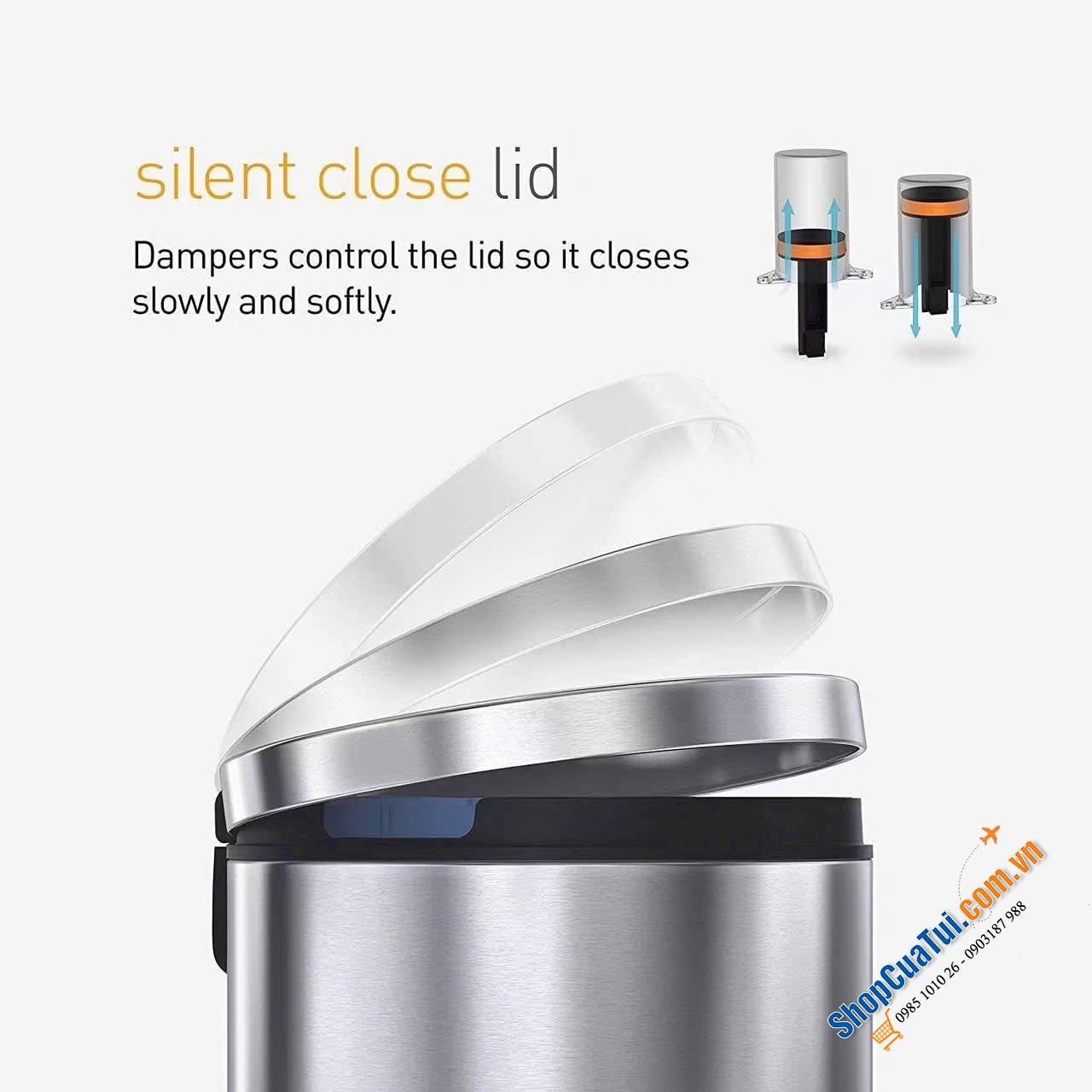 Thùng rác trụ tròn cao cấp 30L SimpleHuman.