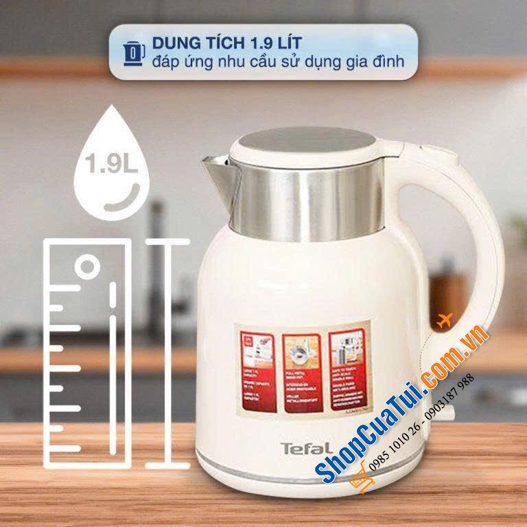 ẤM SIÊU TỐC TEFAL KO190AE0 DUNG TÍCH 1,9L - MÀU TRẮNG.