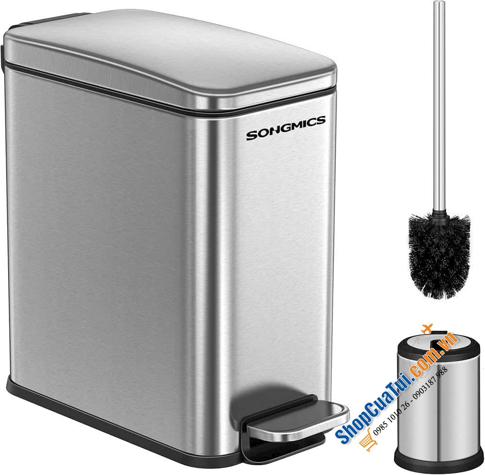Bộ thùng rác + cọ vệ sinh nhà tắm SONGMICS.