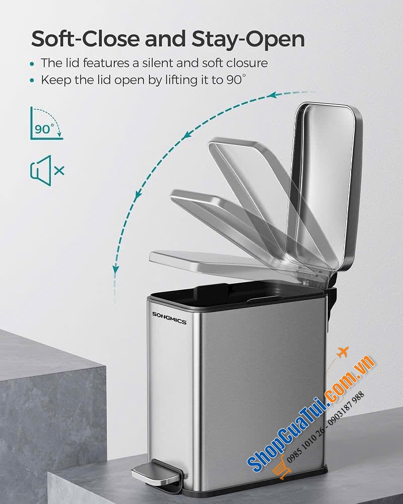 Bộ thùng rác + cọ vệ sinh nhà tắm SONGMICS.