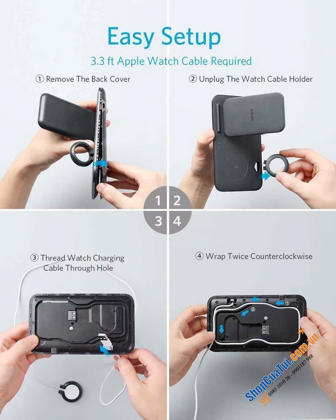 Sạc không dây Anker PowerWave+ 3-in-1.