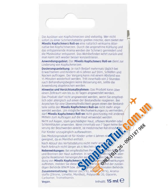 THANH LĂN GIẢM ĐAU ĐẦU MIVOLIS - Giảm đau đầu không cần dùng thuốc - 15ml.