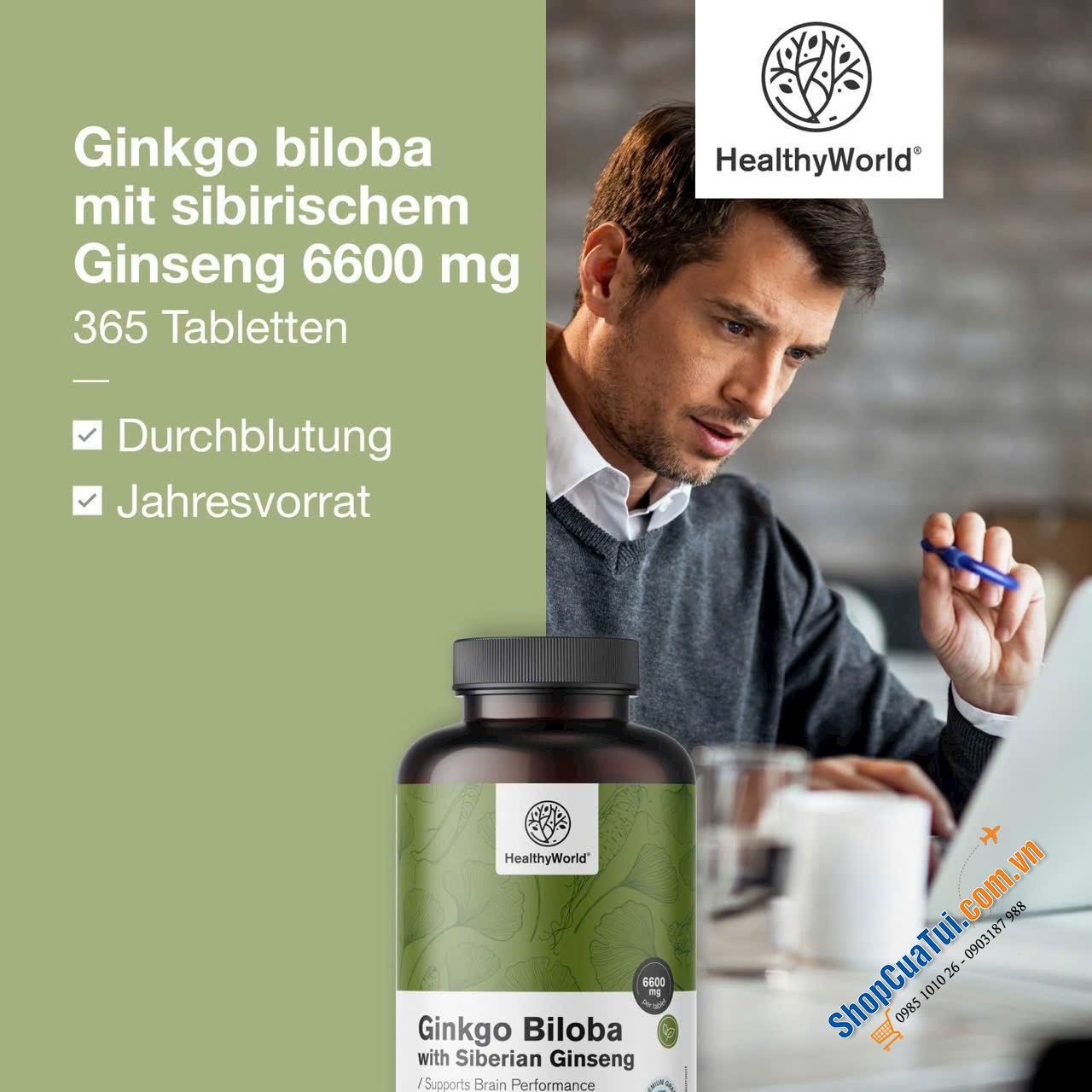 BỔ NÃO GINKGO BILOBA HEALTHYWORLD.