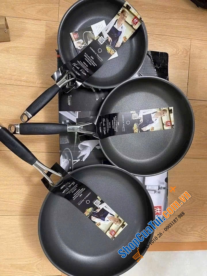 Set 3 chảo Zwilling 65249 Cornelia Poletto tráng chống dính kim cương siêu xịn.