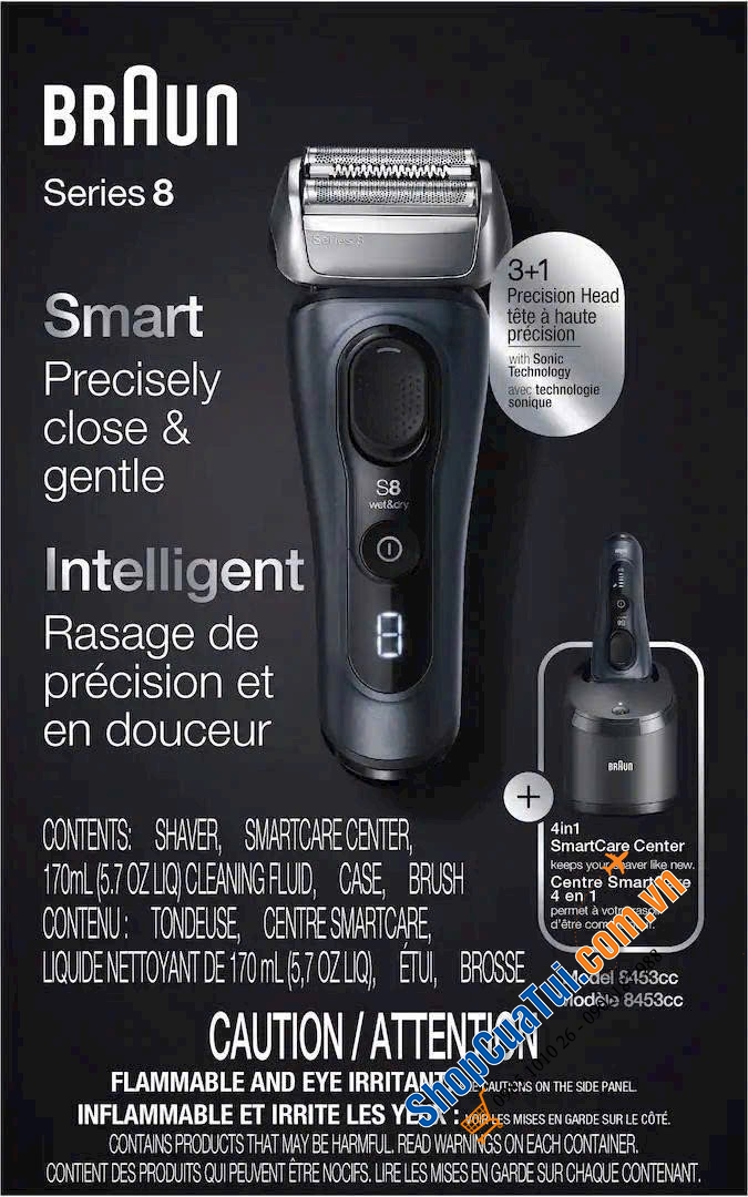 BRAUN SERIES 8 8453cc – ĐEN | CẠO SÁT MỊN, ÊM DA.