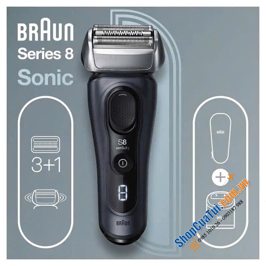 BRAUN SERIES 8 8453cc – ĐEN | CẠO SÁT MỊN, ÊM DA.