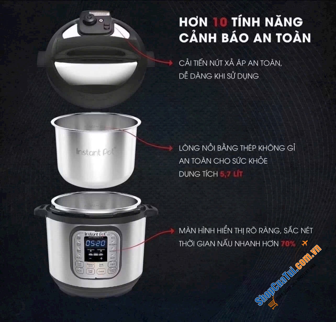 Nồi áp suất điện Instant Pot Duo 60 2026 5,7 Lit 7in1  - BẢN CẢI TIẾN HOÀN HẢO so với model cũ.