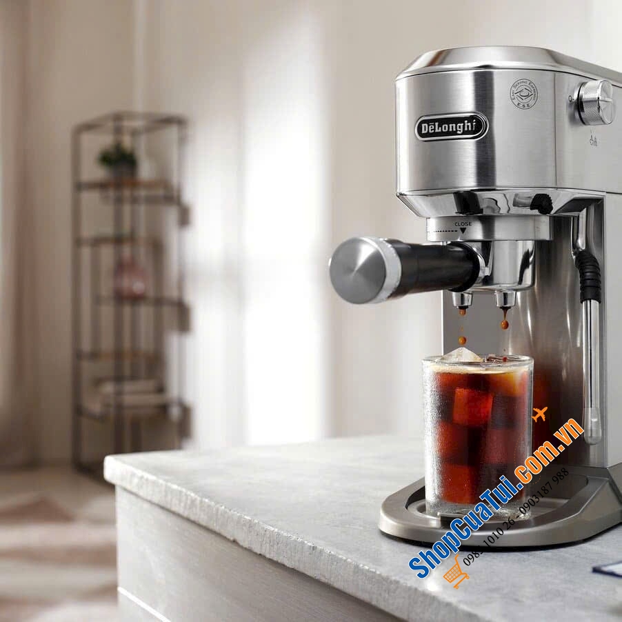 Máy pha cà phê Delonghi Espresso Dedica Duo với chức năng Cold Brew EC890 mầu bạc & trắng(Pha chế cả đồ uống nóng và lạnh).