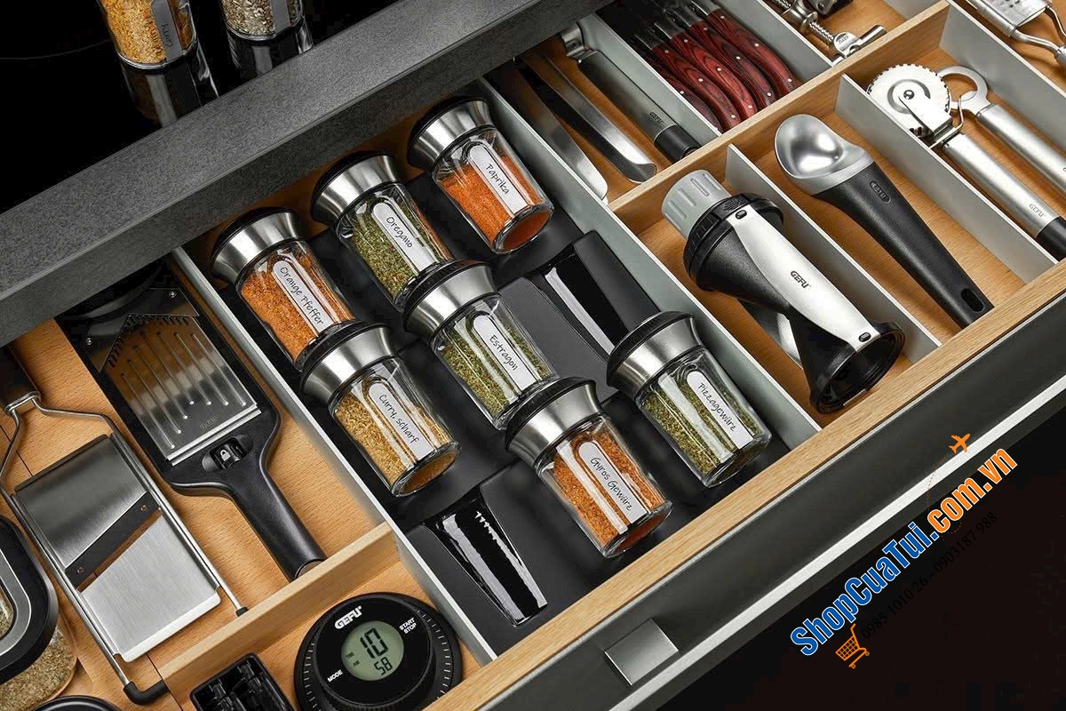 SET 3 LỌ GIA VỊ THỦY TINH GEFU X-PLOSION® 206 (CÓ KHAY ĐỰNG).