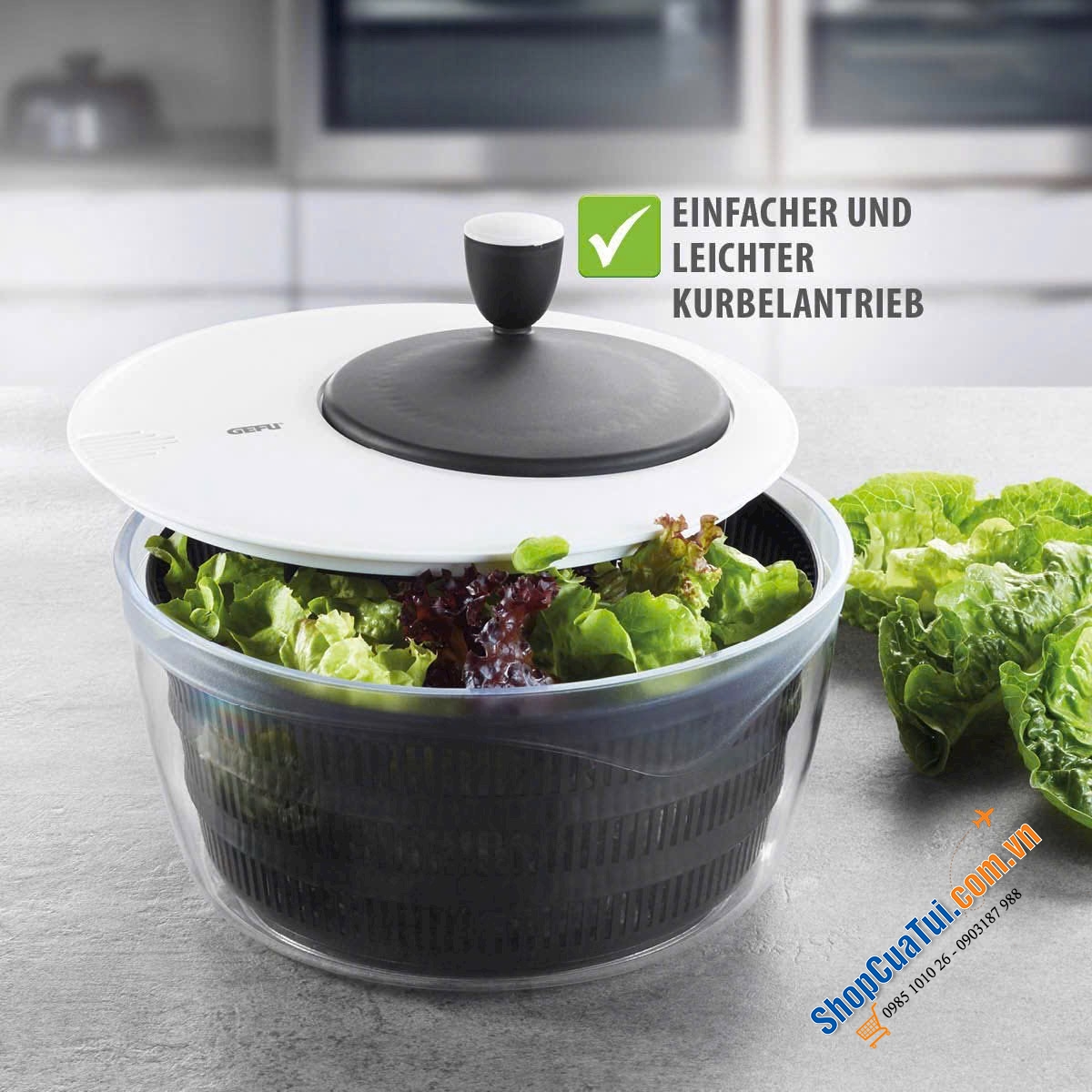 RỔ QUAY VẮT RÁO RAU SALAD GEFU 00182 ROTARE (3L).