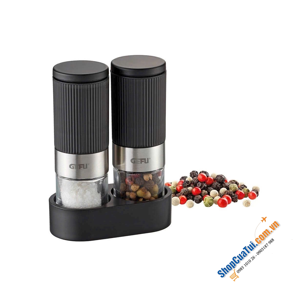 SET 2 CỐI XAY MUỐI TIÊU MINI KÈM KHAY GEFU 34621 TUSOME.