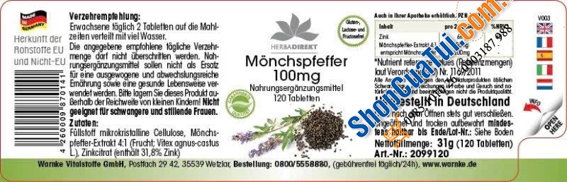 VIÊN UỐNG CÂN BẰNG NỘI TIẾT CHIẾT XUẤT TỪ CÂY TRINH NỮ Mönchspfeffer 100mg của Đức.