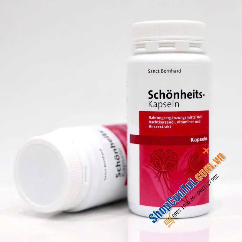 VIÊN UỐNG ĐẸP DA & CÂN BẰNG NỘI TIẾT NỮ  SANCT BERNHARD VỚI THÀNH PHẦN CHÍNH TỪ DẦU HOA ANH THẢO ĐỎ.