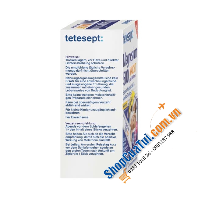 Gói Magnesium 500mg và 1 xíu thành phần Melatonin giúp cho bạn bảo trì, bảo dưỡng, chăm sóc não bộ, giúp ngủ ngon giấc và sâu giấc.
