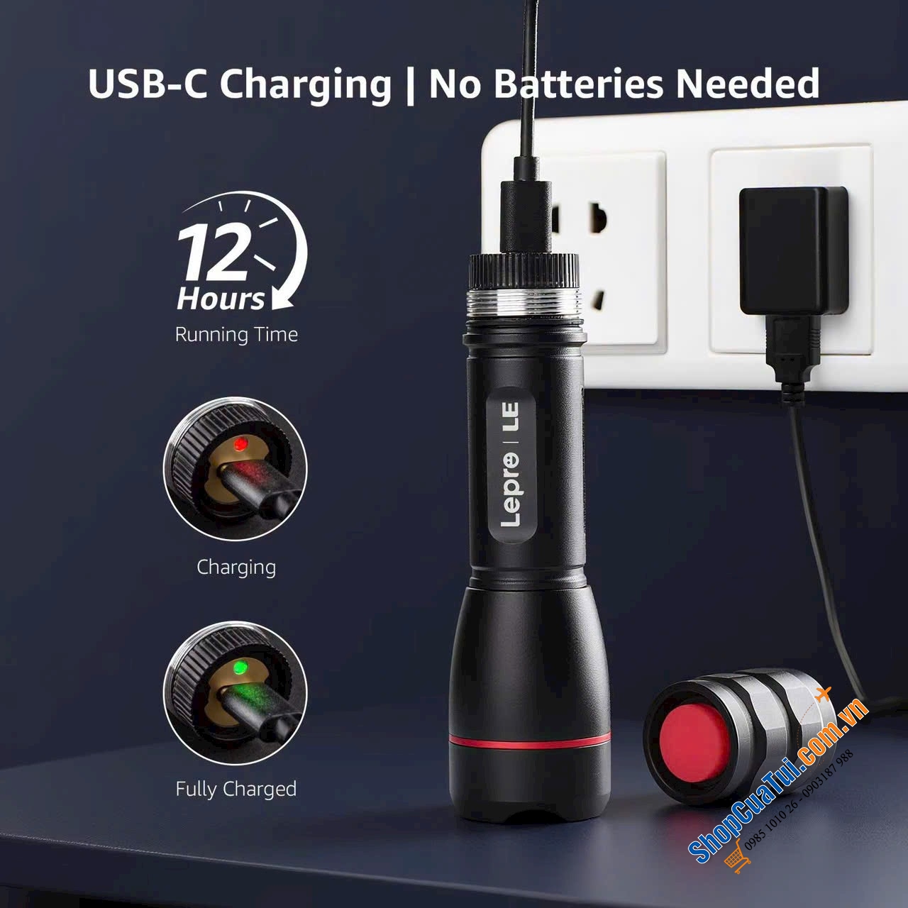Đèn pin sạc điện Lepro LE 1000 lumen.