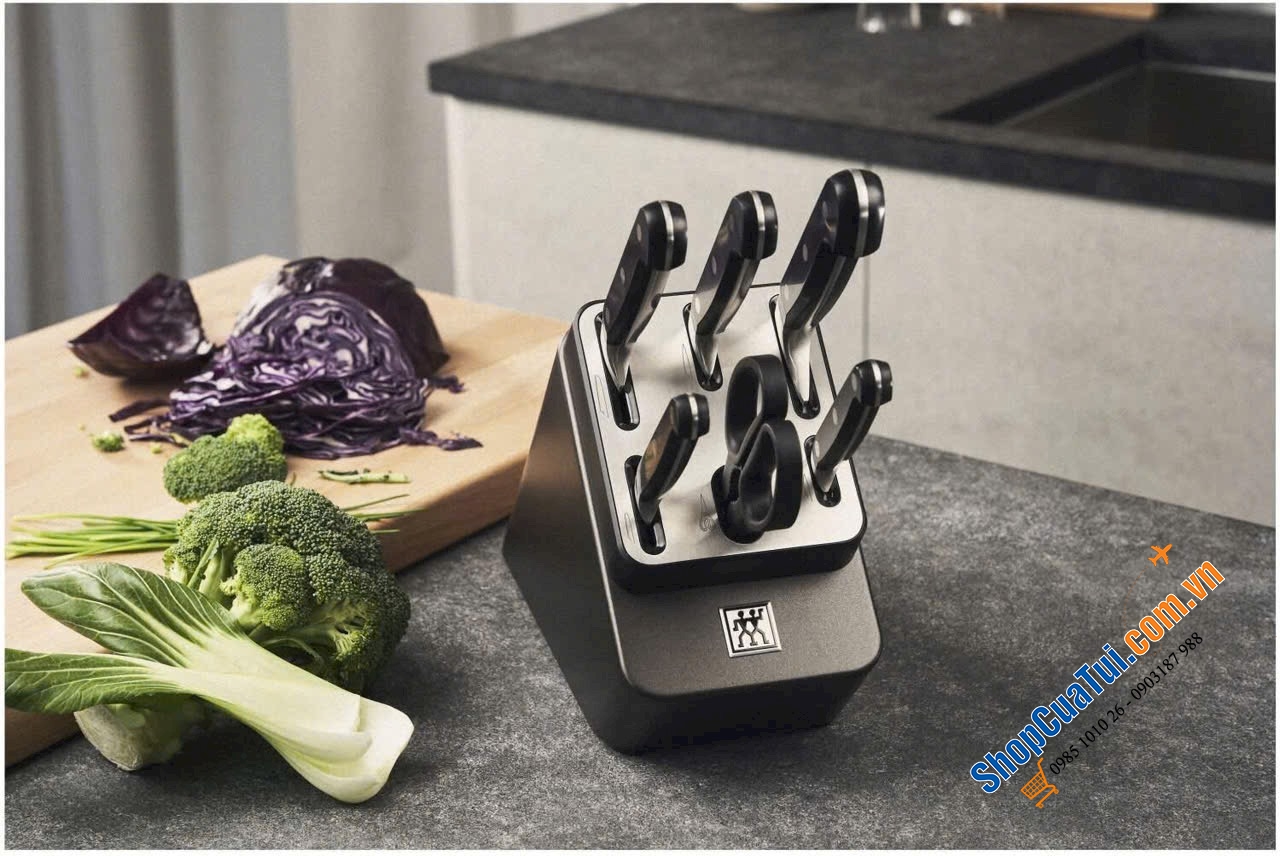 Bộ dao tự mài Zwilling Gourmet 7 món màu đen MẪU MỚI NHẤT - MADE IN GERMANY.
