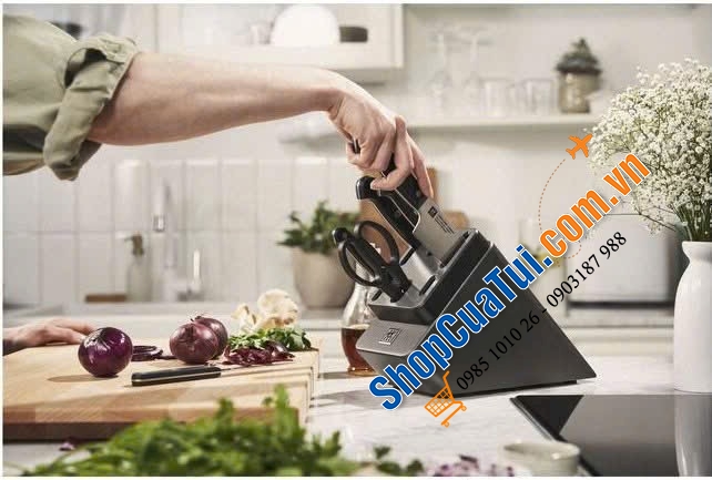 Bộ dao tự mài Zwilling Gourmet 7 món màu đen MẪU MỚI NHẤT - MADE IN GERMANY.