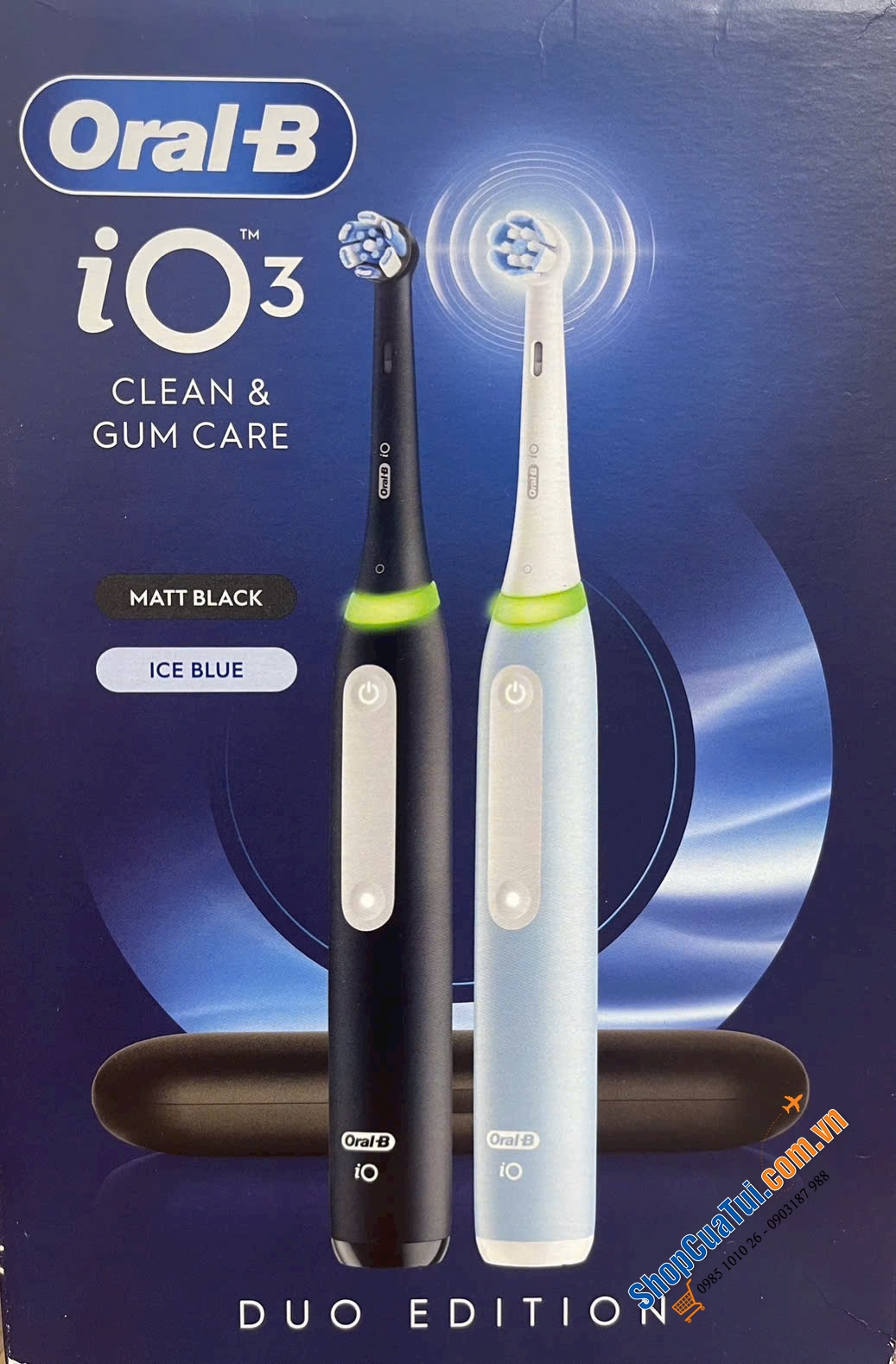 SET 2 Bàn chải đánh răng điện Oral-B iO Series 3 Duopack Màu Xanh Đen  - Made in Germany.