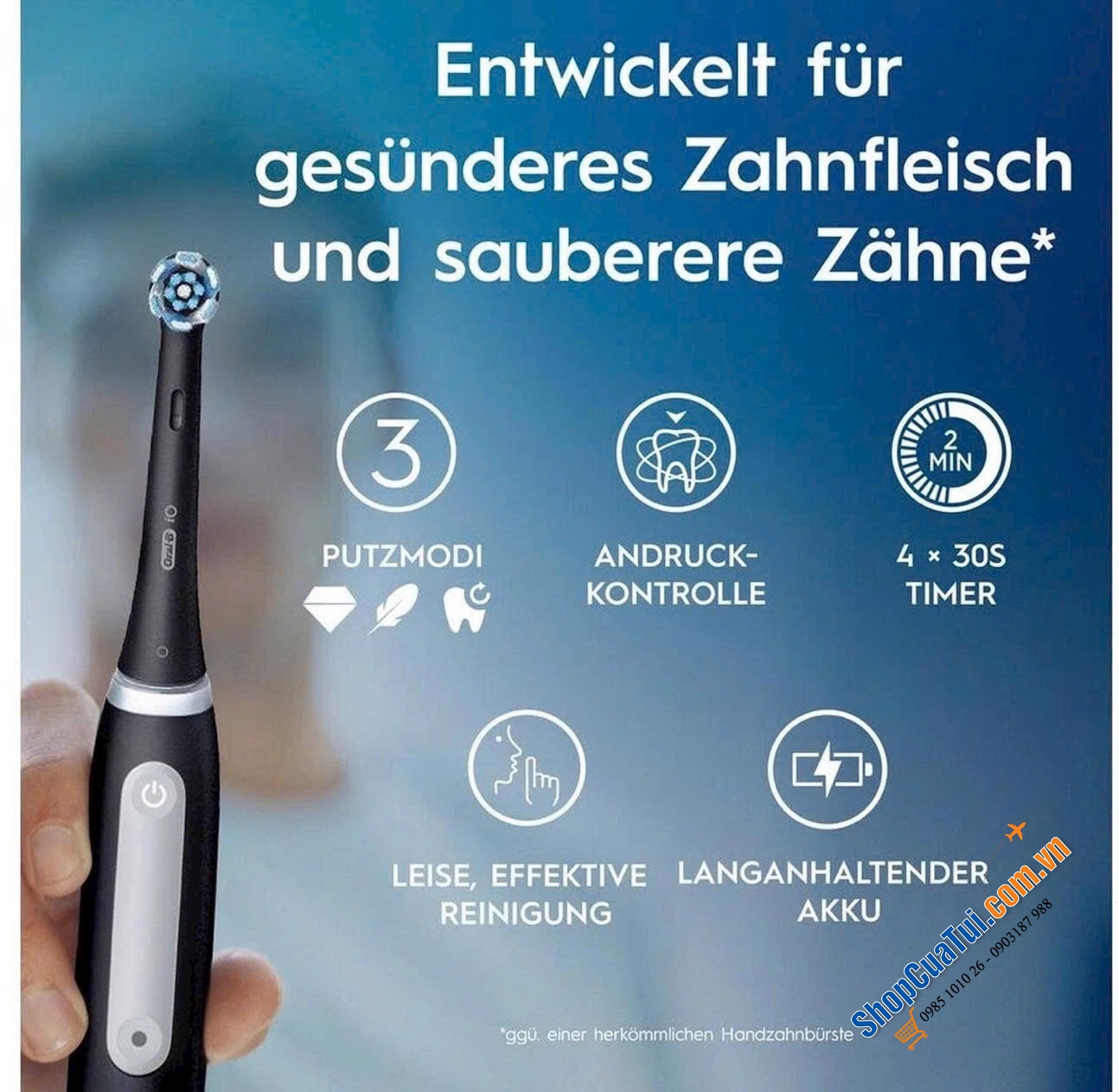 SET 2 Bàn chải đánh răng điện Oral-B iO Series 3 Duopack Màu Xanh Đen  - Made in Germany.