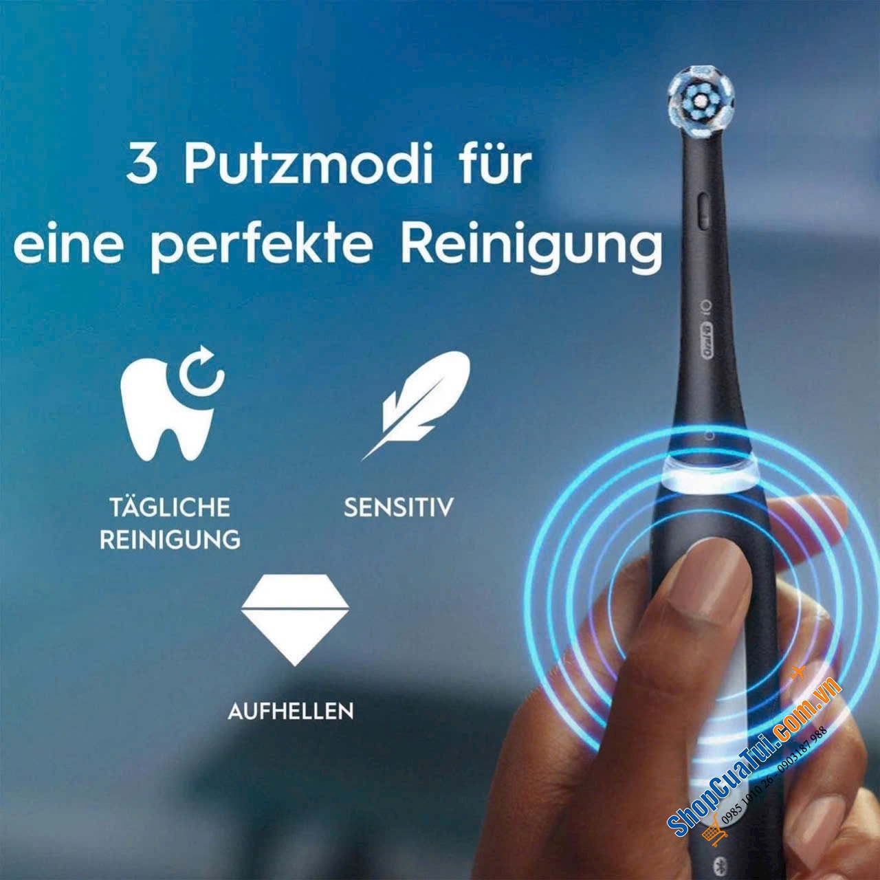 SET 2 Bàn chải đánh răng điện Oral-B iO Series 3 Duopack Màu Xanh Đen  - Made in Germany.