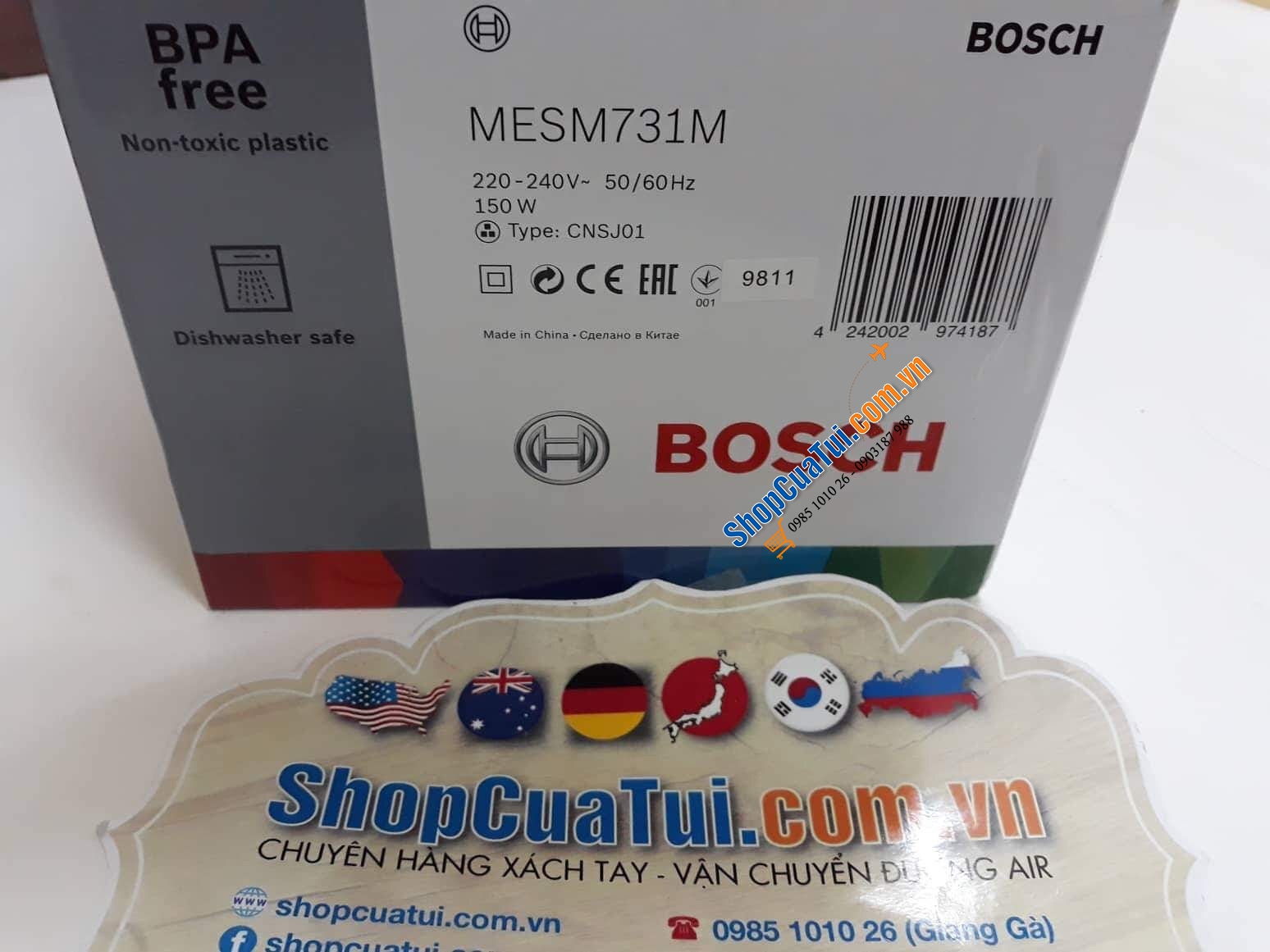 MÁY ÉP CHẬM BOSCH MESM731M với 3 lưới lọc bã và 2 chế độ lấy nước ép: ít bã/ lấy cả bã (dạng sinh tố), bánh răng Titan dạng siêu bền