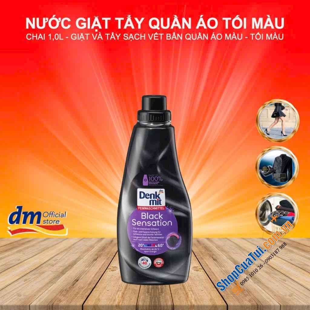 NƯỚC GIẶT TẨY DÀNH CHO QUẦN ÁO TỐI MÀU DENKMIT BLACK SENSATION.