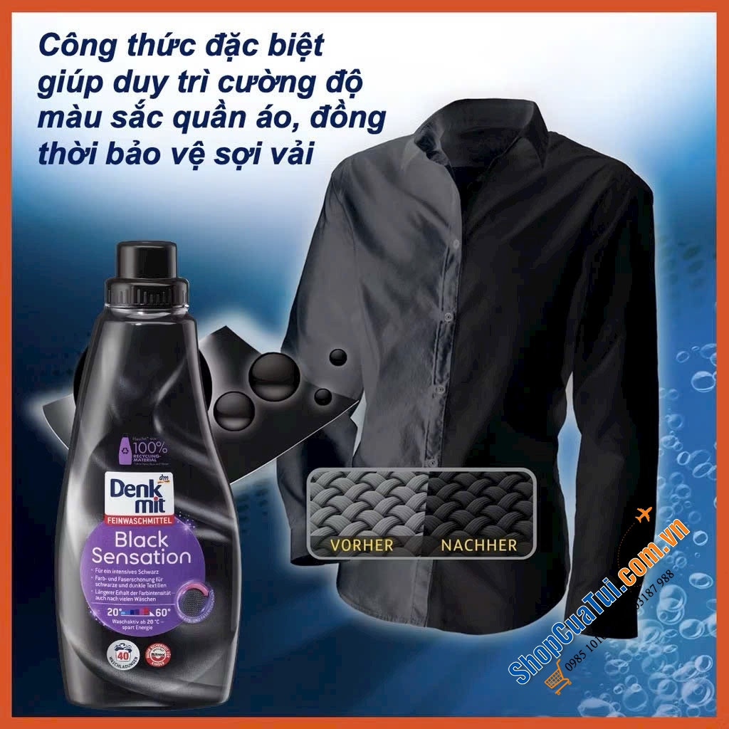 NƯỚC GIẶT TẨY DÀNH CHO QUẦN ÁO TỐI MÀU DENKMIT BLACK SENSATION.