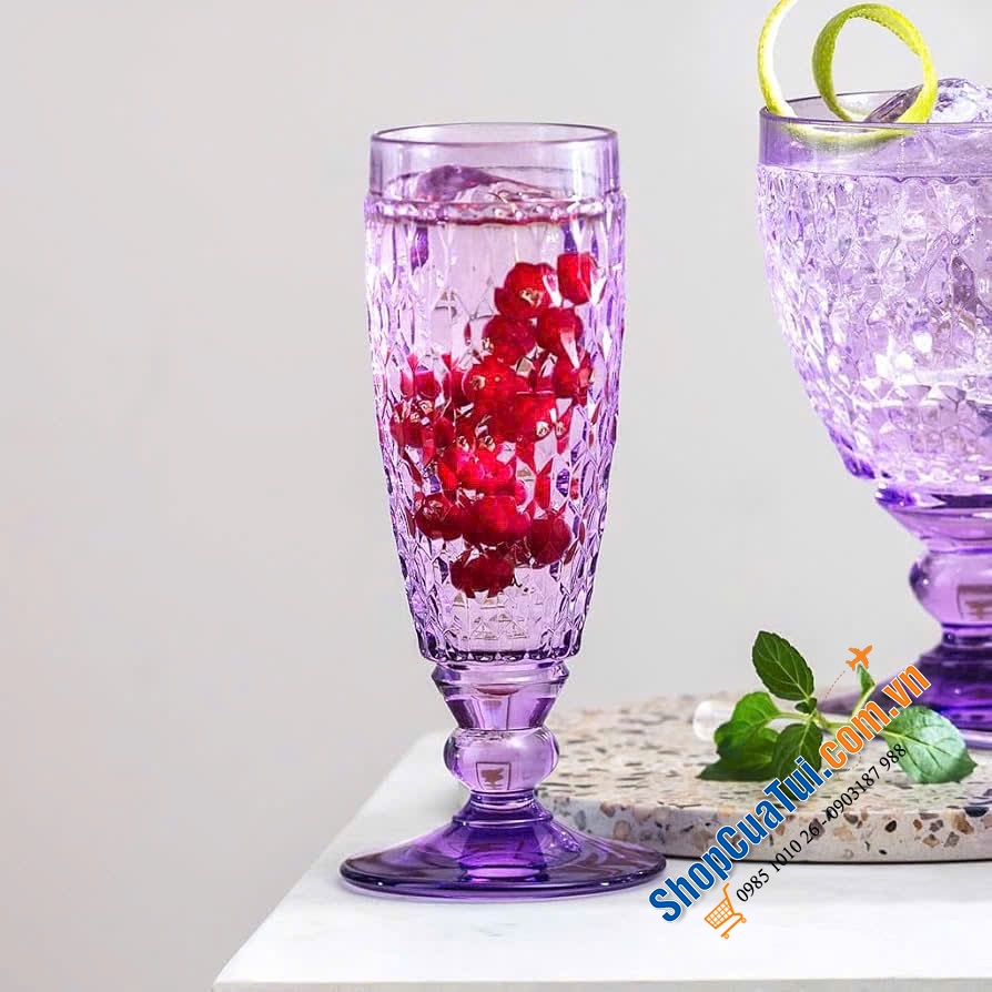 Set 4 Ly Champagne Villeroy & Boch Boston Lavender 120ml.