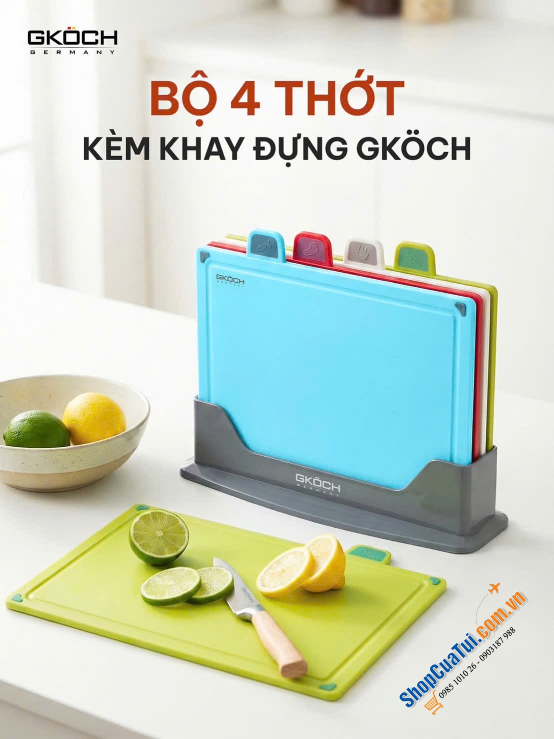 BẾP GỌN GÀNG - CƠM THÊM NGON VỚI BỘ THỚT GKÖCH 4 MÀU.