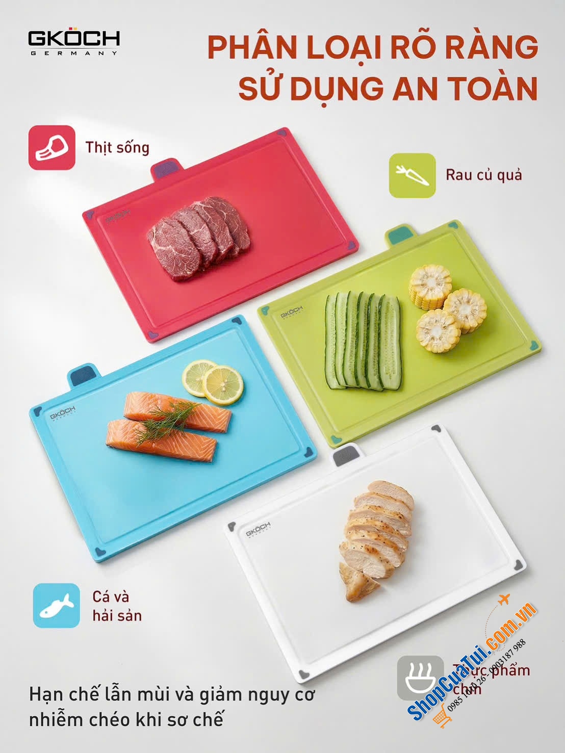 BẾP GỌN GÀNG - CƠM THÊM NGON VỚI BỘ THỚT GKÖCH 4 MÀU.