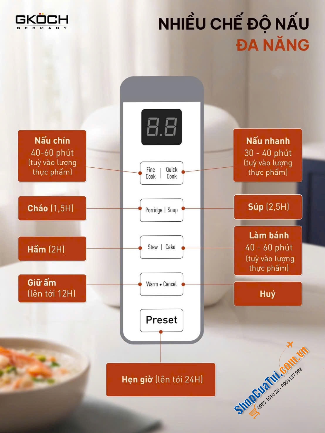 NỒI CƠM ĐIỆN MINI GKÖCH ARVO 1.2L.