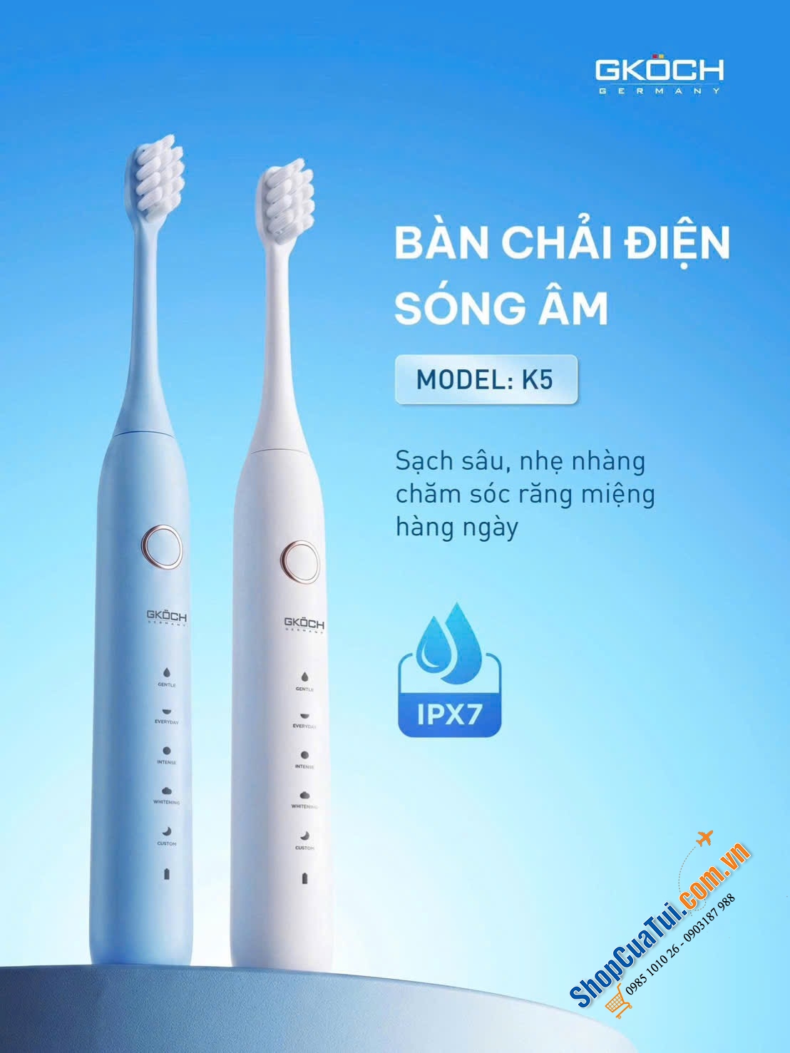 BÀN CHẢI ĐIỆN SÓNG ÂM GKÖCH K5.
