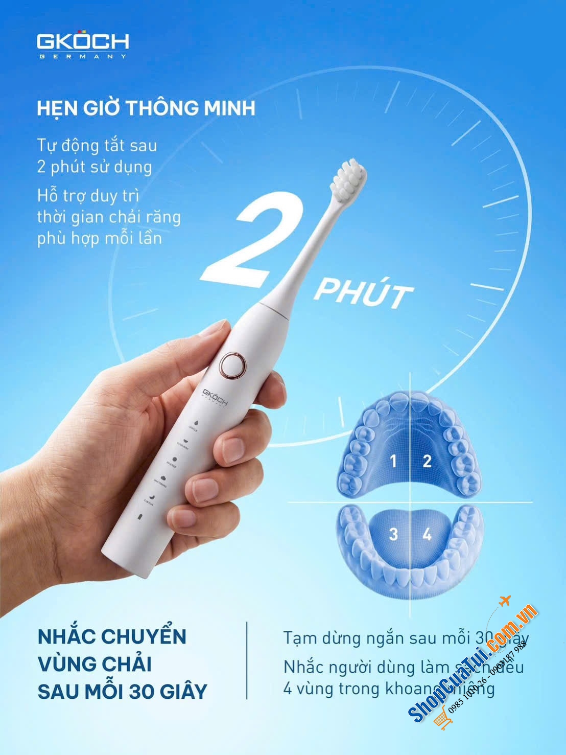 BÀN CHẢI ĐIỆN SÓNG ÂM GKÖCH K5.