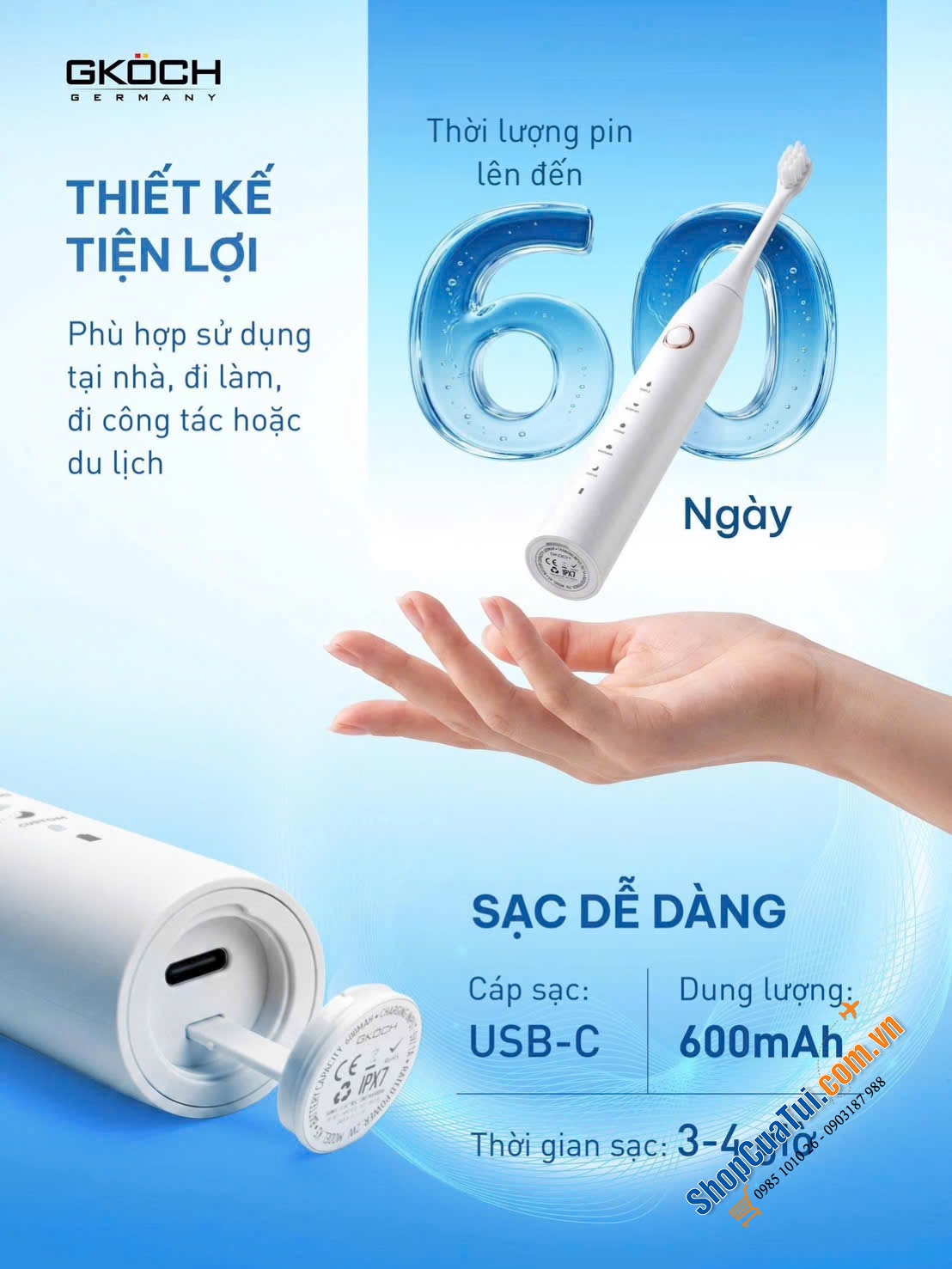 BÀN CHẢI ĐIỆN SÓNG ÂM GKÖCH K5.