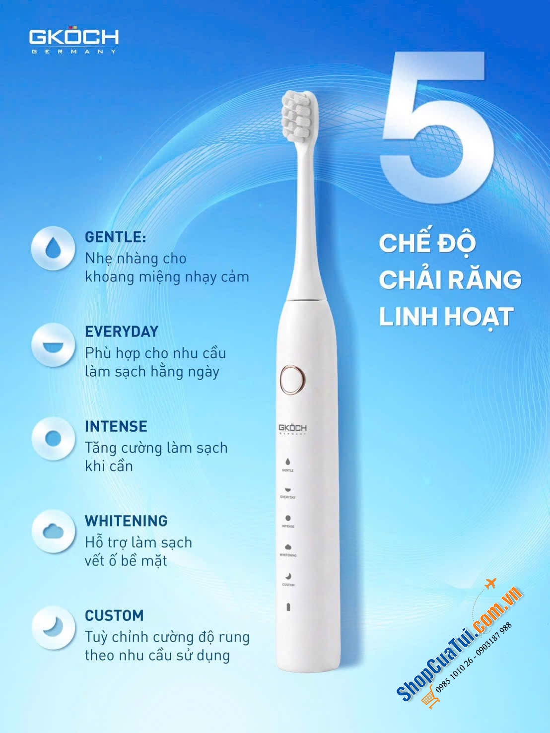 BÀN CHẢI ĐIỆN SÓNG ÂM GKÖCH K5.