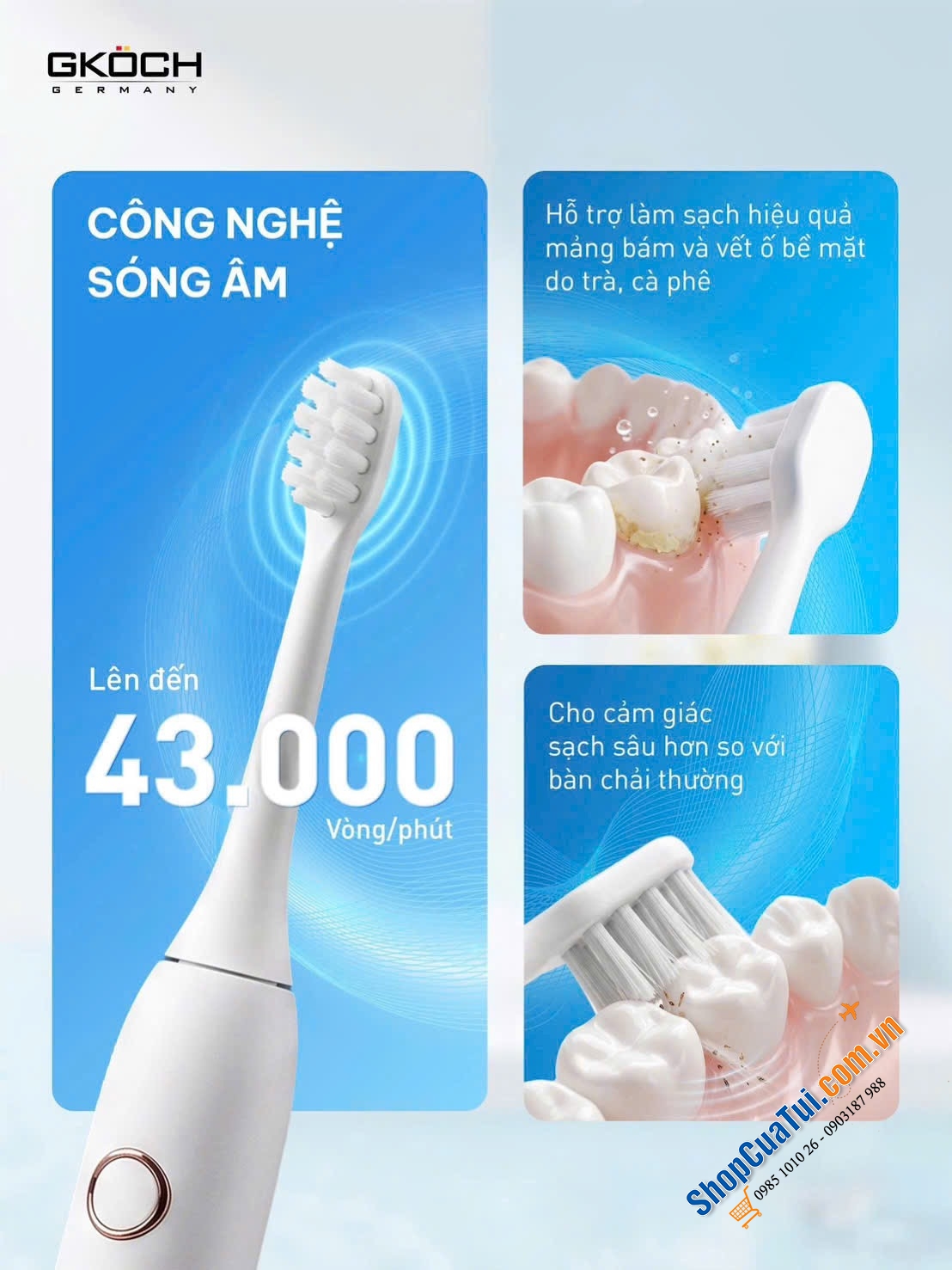 BÀN CHẢI ĐIỆN SÓNG ÂM GKÖCH K5.
