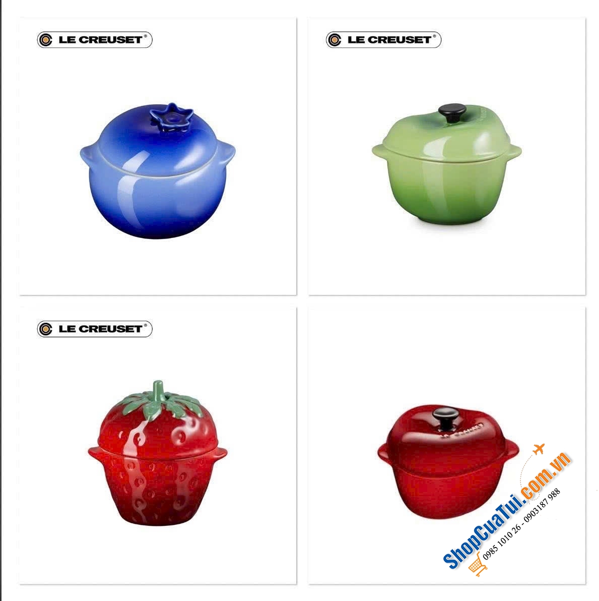 Set 4 thố củ quả nhà Le creuset.
