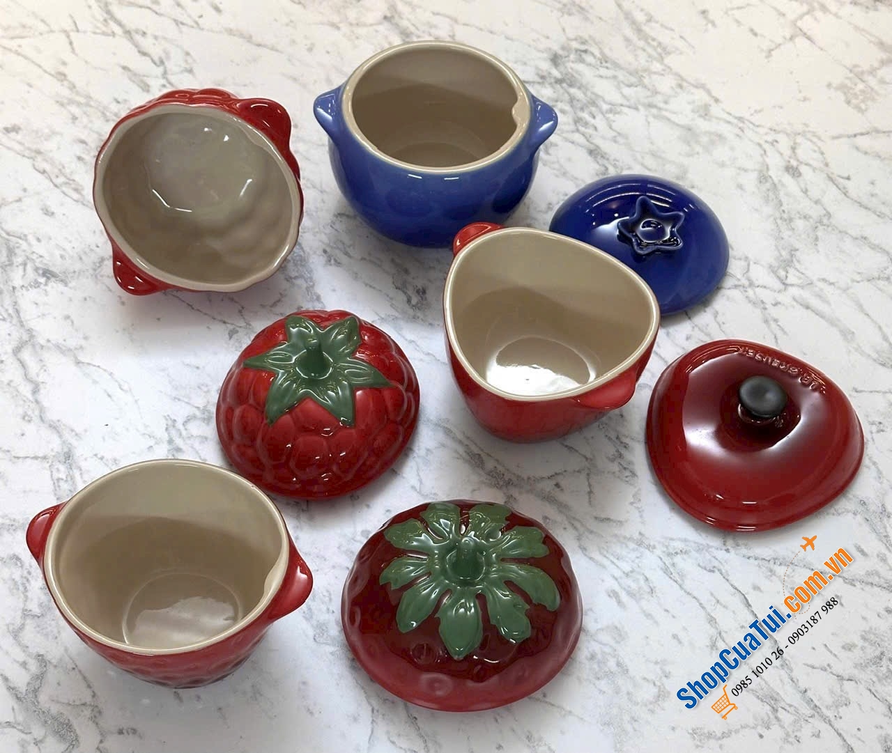 Set 4 thố củ quả nhà Le creuset.