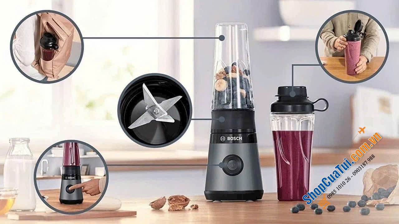 Máy Xay Sinh Tố Mini BOSCH MMB2111S 450W.