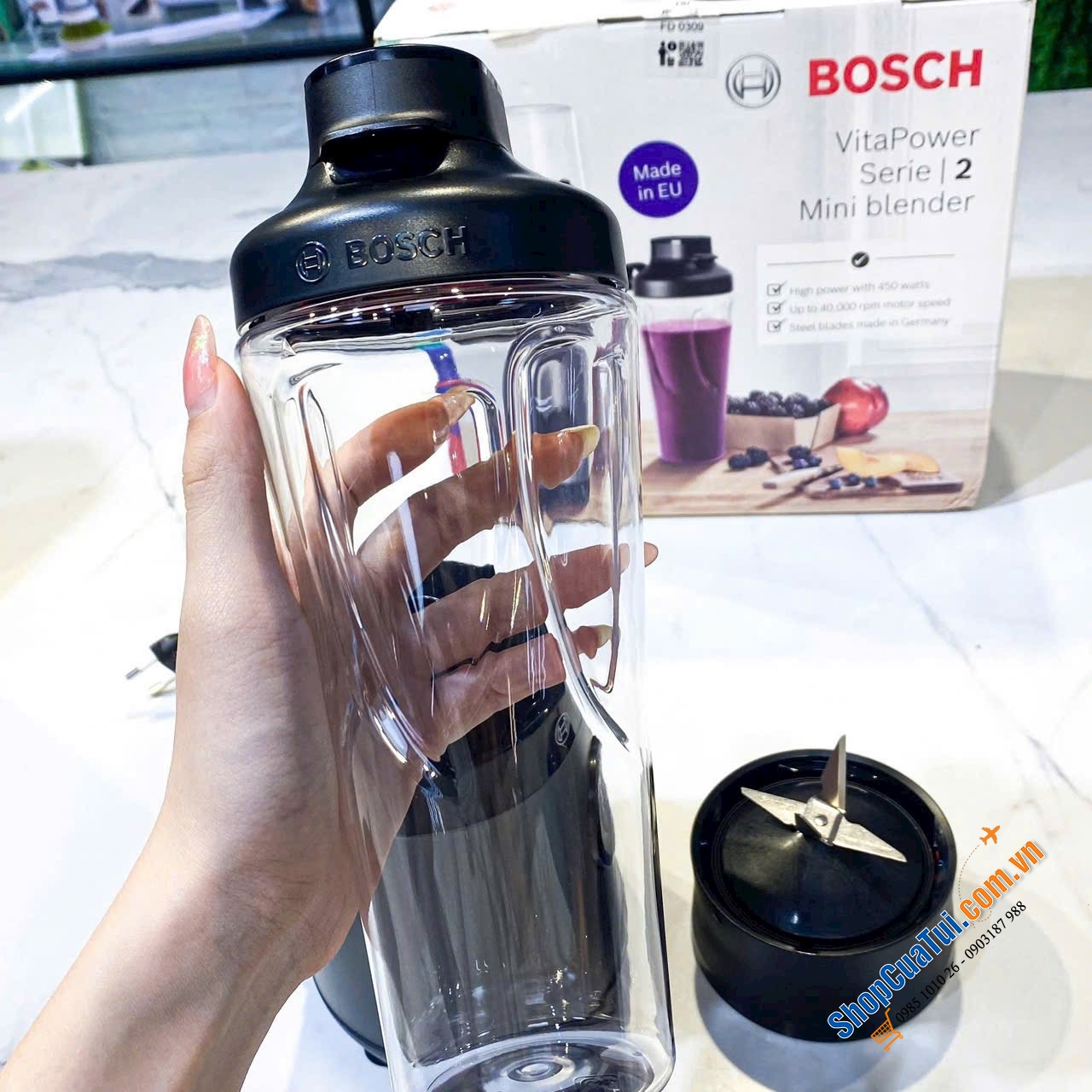 Máy Xay Sinh Tố Mini BOSCH MMB2111S 450W.