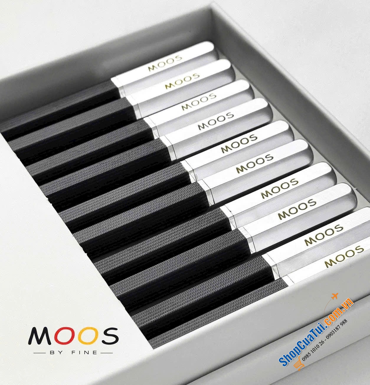 Set 10 đôi đũa chuôi bạc Moos by Fine From Germany 2026 - đẳng cấp 5 sao.