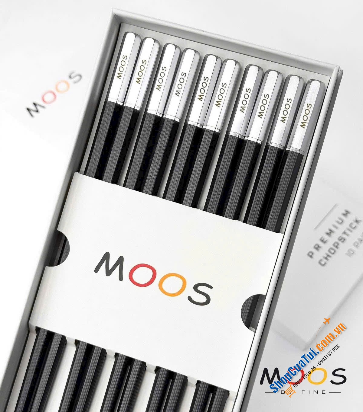 Set 10 đôi đũa chuôi bạc Moos by Fine From Germany 2026 - đẳng cấp 5 sao.